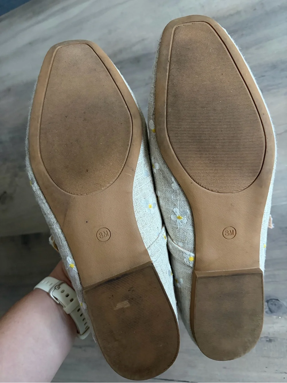 Steve Madden Beige Embroidered Floral Mary Jane Flats